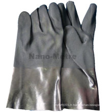 NMSAFETY long manchette pvc enduit gants de travail noirs